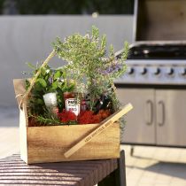 Product Planter natural wood jute with handle 35x16x21.5cm