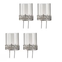 Product Tealight holder with glass silver antique Ø7cm 4 pcs