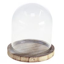 Product Glass bell decoration wooden plate table decoration mini cheese bell H13cm