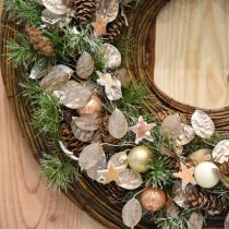 Decorative wreath silver leaf artificial wreath of leaves champagne Ø59cm