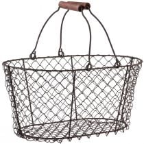 Product Wire basket mesh basket metal basket rust handle wood L30cm