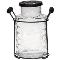 Product Glass vase with lid plug-in aid bottle 16.5×8.5×18.5cm