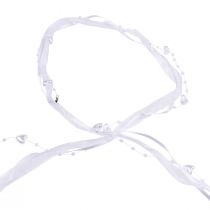 Product Wedding decoration organza ribbon white 10mm x 5m with hearts &amp; pearls