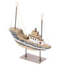 Product Ship decoration, maritime style, wooden with stand, 20cm