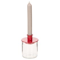 Product Small red candle holders for 8cm taper candles, 3 pieces