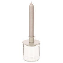 Product Metal candle holder in matte beige, small candlestick for taper candles, 8cm, 3 pieces