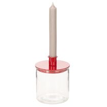 Product Compact red metal candle holders for 10cm taper candles, 2 pieces