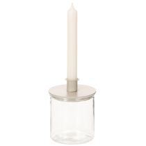 Product Round cream-colored candle holders for taper candles, table decoration, 10cm, 2 pieces