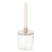 Product Glass tealight holder, round, clear glass, versatile, 12cm, 2 pieces