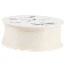 Product Organza ribbon cream decorative ribbon hearts 40mm 15m