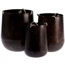 Product Hanging basket metal flower pot for hanging brown 22/20/16.5cm set of 3