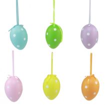 Product Easter eggs hanging plastic eggs with dots 8x11.5cm 6pcs