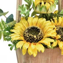 Product Sunflower artificial flower arrangement in a wooden pot H31cm