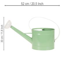 Product Metal decorative watering can, retro pastel green with white accents, for garden, balcony, and indoor use, 52.5x15x30cm