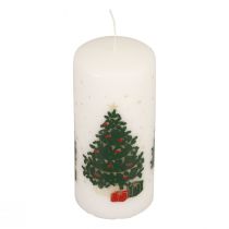 Product Advent calendar candle, Christmas pillar candle, white, 150/65mm, with numbers and Christmas tree