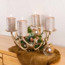 Advent wreath modern metal candlestick antler golden Ø49cm