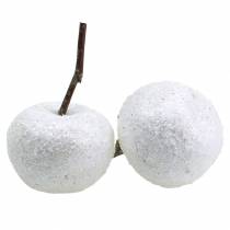 Decorative apples white with glitter 5.5–6.5cm 12pcs