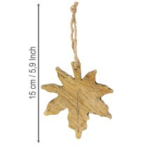 Product Maple leaf wood decoration autumn green red brown H10cm 6 pieces