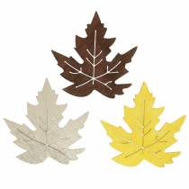 Scattered maple leaves yellow, brown, platinum assorted 4cm 72p