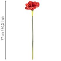 Product Artificial Amaryllis flower, red, long stem, for vase and arrangement, 77cm