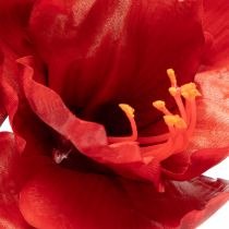 Product Artificial Amaryllis flower, red, long stem, for vase and arrangement, 77cm
