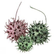 Product Sweetgum cone decoration green berry frosted natural decoration 500g