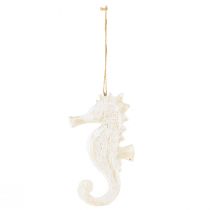 Product Pendant seahorse decoration white, maritime decoration H23cm