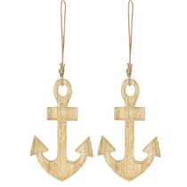 Product Anchor Decoration Hanger Maritime Wood Jute Natural 15x25cm 2pcs