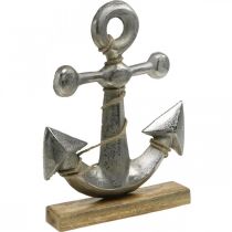 Anchor made of metal, maritime decoration, nautical sea decoration silver, natural colors H32cm