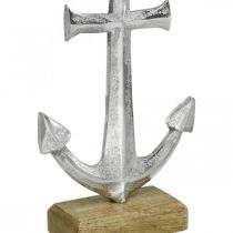 Anchor in metal, summer decoration, nautical decoration Silver, natural H24.5cm