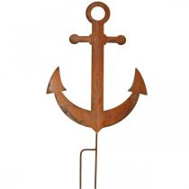Anchor to plug in, maritime garden decoration, metal plug patina H48cm