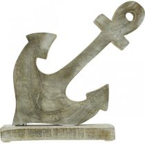 Product Anchor made of wood, decorative anchor, shabby chic, white, natural, 22 cm
