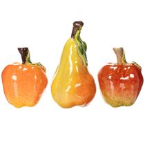 Product Artificial Fruit Set Apple Pear Decorative Item Autumn 12cm 3pcs