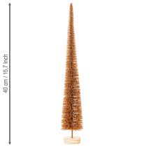 Product Artificial Christmas tree decoration, slim, with wooden base, 40cm, 3 pieces