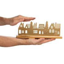 Product House silhouette decoration Advent on wooden base 29cm