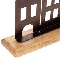 Product House row decoration, metal with wooden base, 30cm
