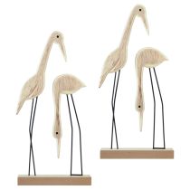 Product Stand Wooden Figure Crane Pair Natural 27.5×13cm 2 pcs