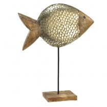 Wood metal decorative fish maritime brass 33x11.5x37cm