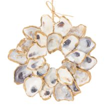 Product Oyster wreath shell decoration, maritime home accessory, natural wall decoration, 12cm