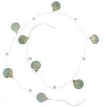 Product Shell garland with beads turquoise gold silver L112cm 3pcs