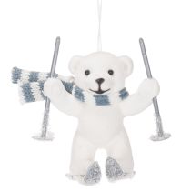 Product Polar bear pendant on skis with scarf for hanging, 10cm, 2 pieces