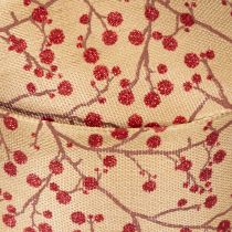 Product Decorative ribbon branches with red glitter berries, 40mm x 15m