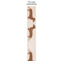 Product Gift ribbon with dachshund dog motif for DIY and crafts, 15mm x 18m