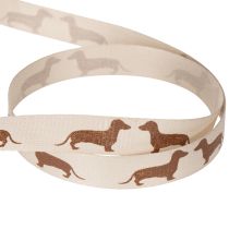 Product Gift ribbon with dachshund dog motif for DIY and crafts, 15mm x 18m