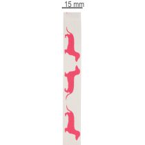 Product Decorative ribbon with dachshund motif, gift ribbon, 15mm wide, 18m long