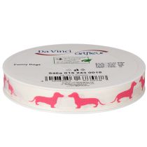 Product Decorative ribbon with dachshund motif, gift ribbon, 15mm wide, 18m long