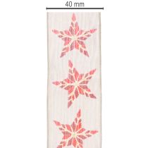 Product Decorative ribbon with red stars, 40mm wide, 15m long