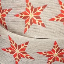 Product Decorative ribbon with red stars, 40mm wide, 15m long
