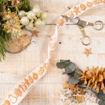 Product Gift ribbon with gingerbread figures. Festive ribbon for Christmas gifts. 25mm x 18m.