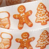 Product Gift ribbon with gingerbread figures. Festive ribbon for Christmas gifts. 25mm x 18m.